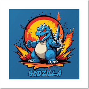 graffiti style godzilla Posters and Art